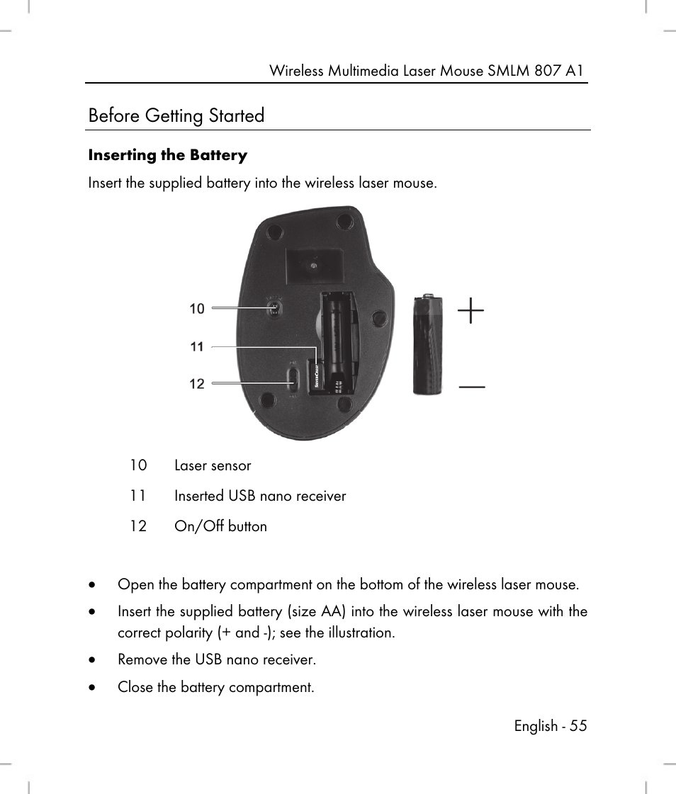 Before getting started | Silvercrest SMLM 807 A1 User Manual | Page 57 / 70