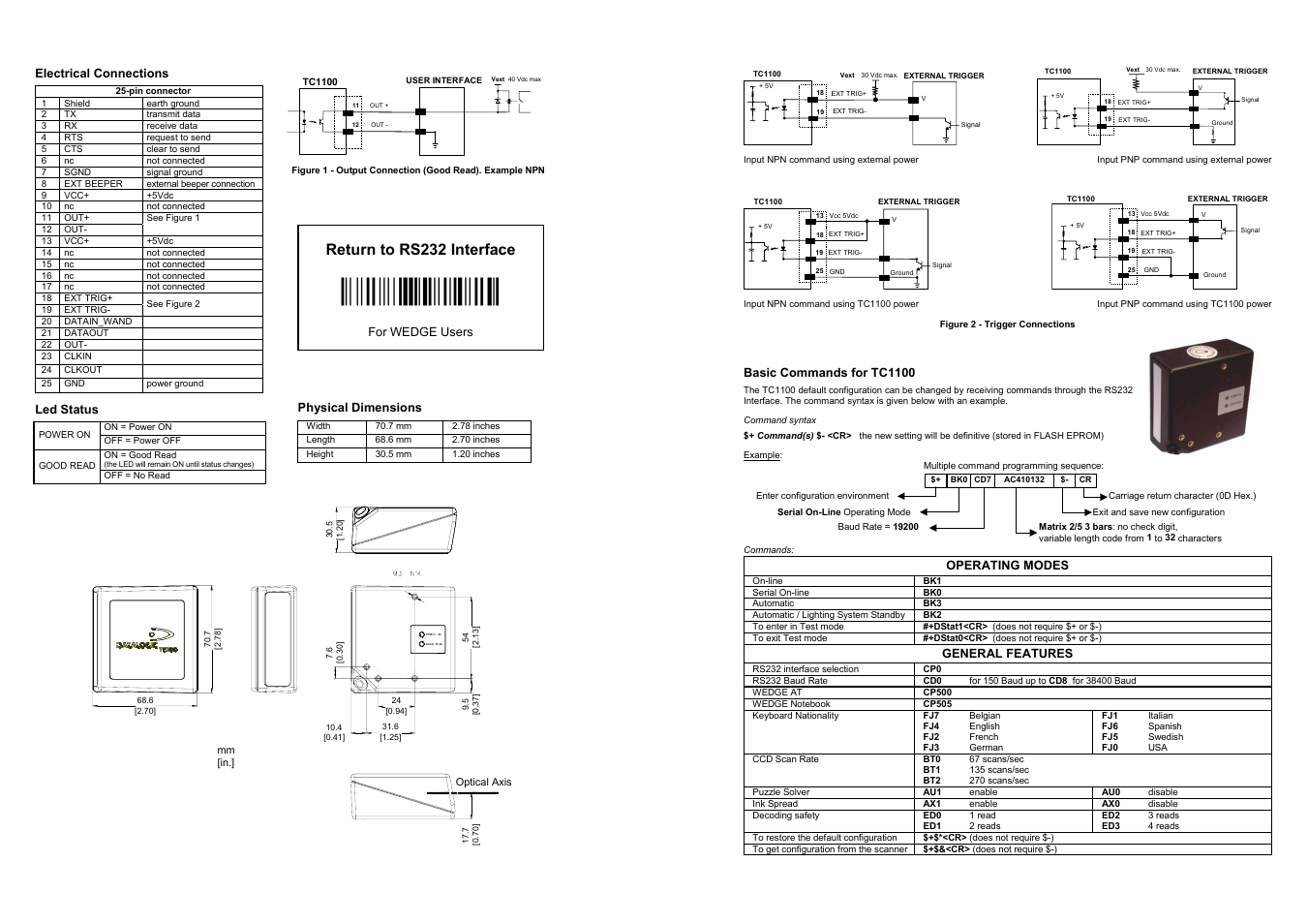 Ì$+cp0$-$î, Return to rs232 interface | Datalogic Scanning TC1100-1200 User Manual | Page 2 / 2