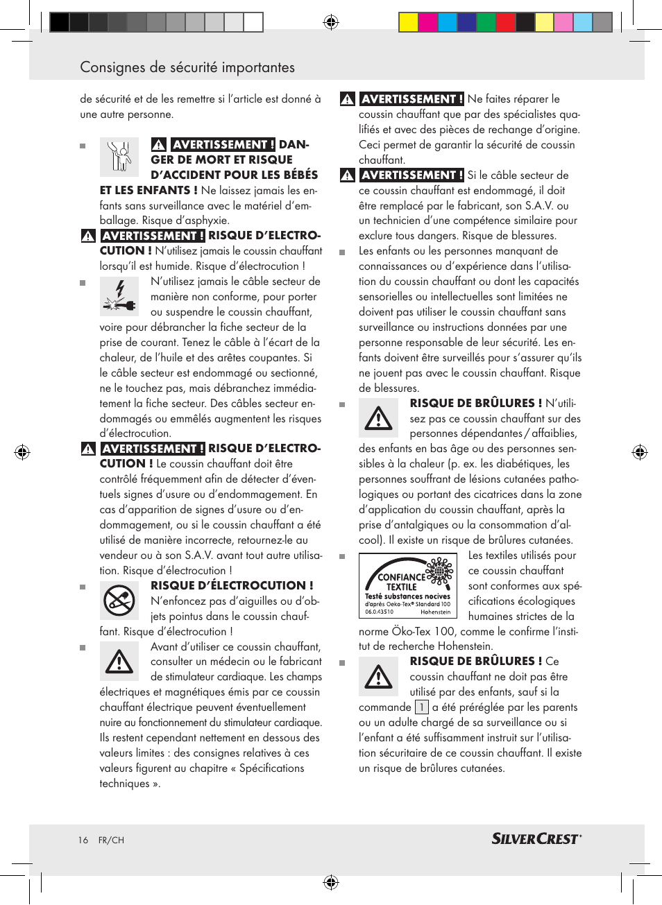 Consignes de sécurité importantes | Silvercrest SRNH 100 A2 User Manual | Page 16 / 45