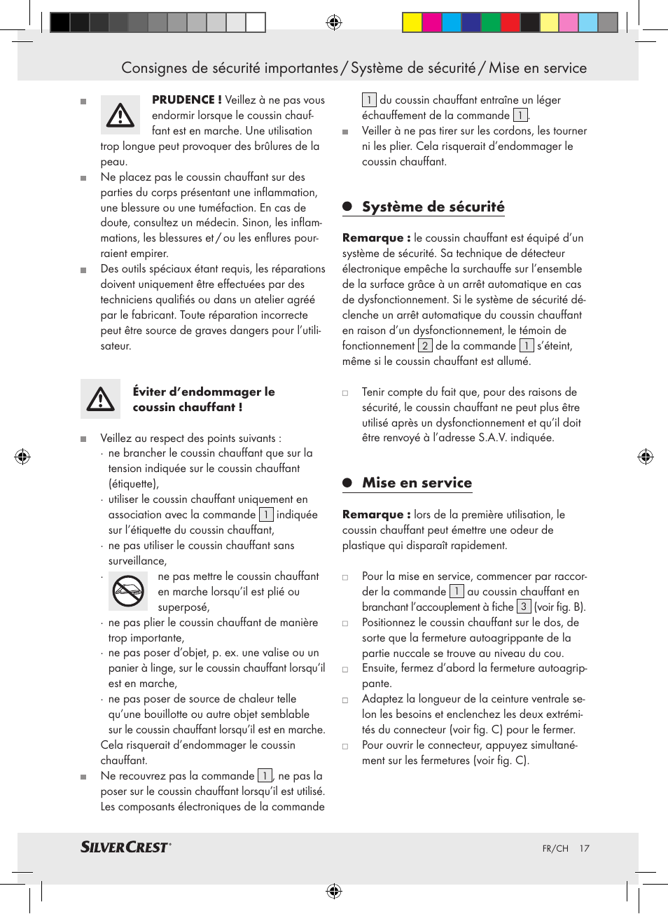 Système de sécurité, Mise en service | Silvercrest SRNH 100 A2 User Manual | Page 17 / 45