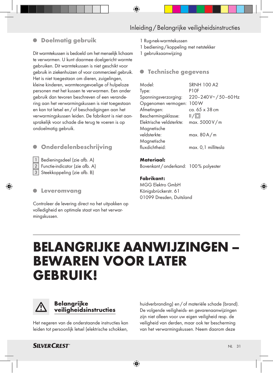 Silvercrest SRNH 100 A2 User Manual | Page 31 / 45