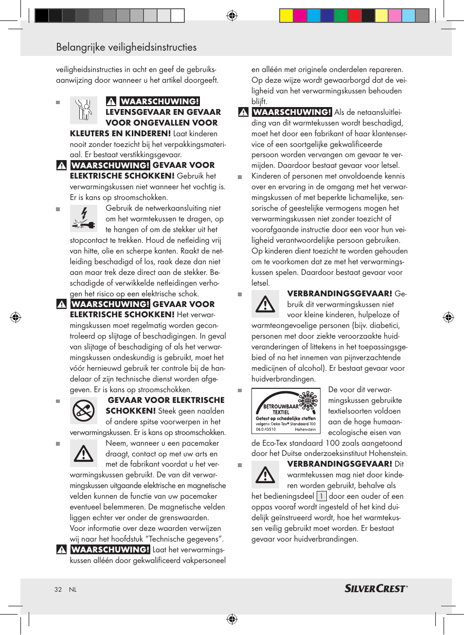 Belangrijke veiligheidsinstructies | Silvercrest SRNH 100 A2 User Manual | Page 32 / 45