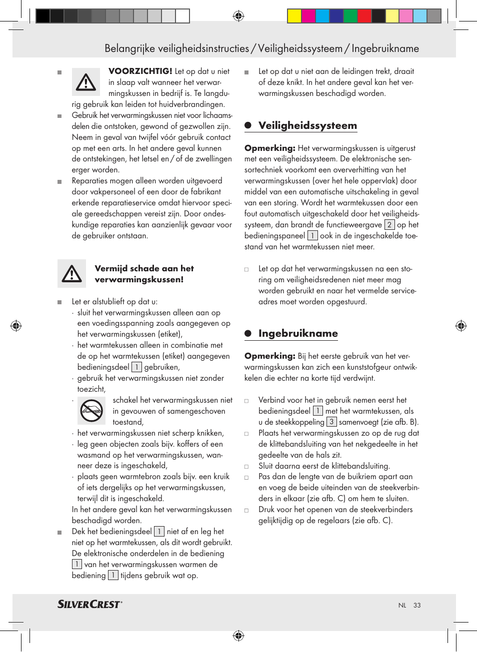 Veiligheidssysteem, Ingebruikname | Silvercrest SRNH 100 A2 User Manual | Page 33 / 45