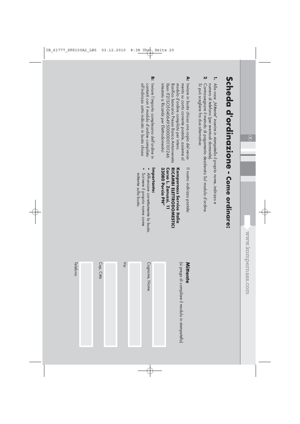 Sc heda d'or dinazione, Come or dinar e, Mitt ent e | Silvercrest SFS 150 A2 User Manual | Page 22 / 58