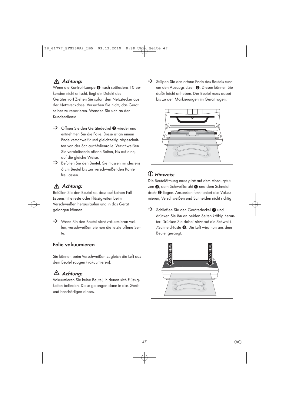 Silvercrest SFS 150 A2 User Manual | Page 49 / 58