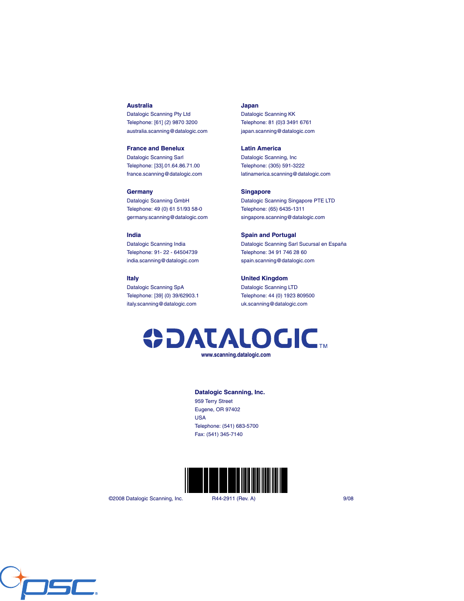 Datalogic Scanning POWERSCAN PD7100 User Manual | Page 20 / 20
