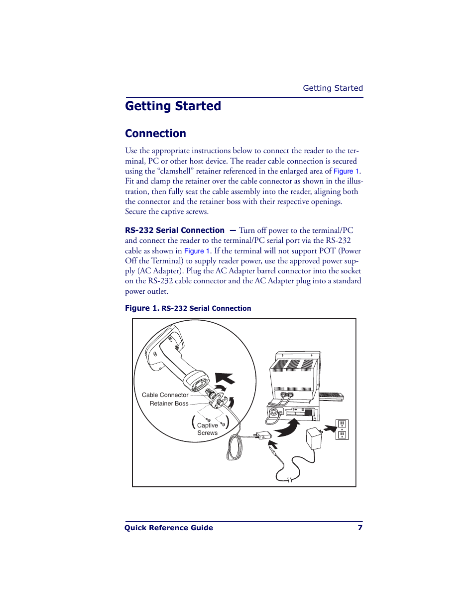 Getting started, Connection | Datalogic Scanning POWERSCAN PD7100 User Manual | Page 9 / 20