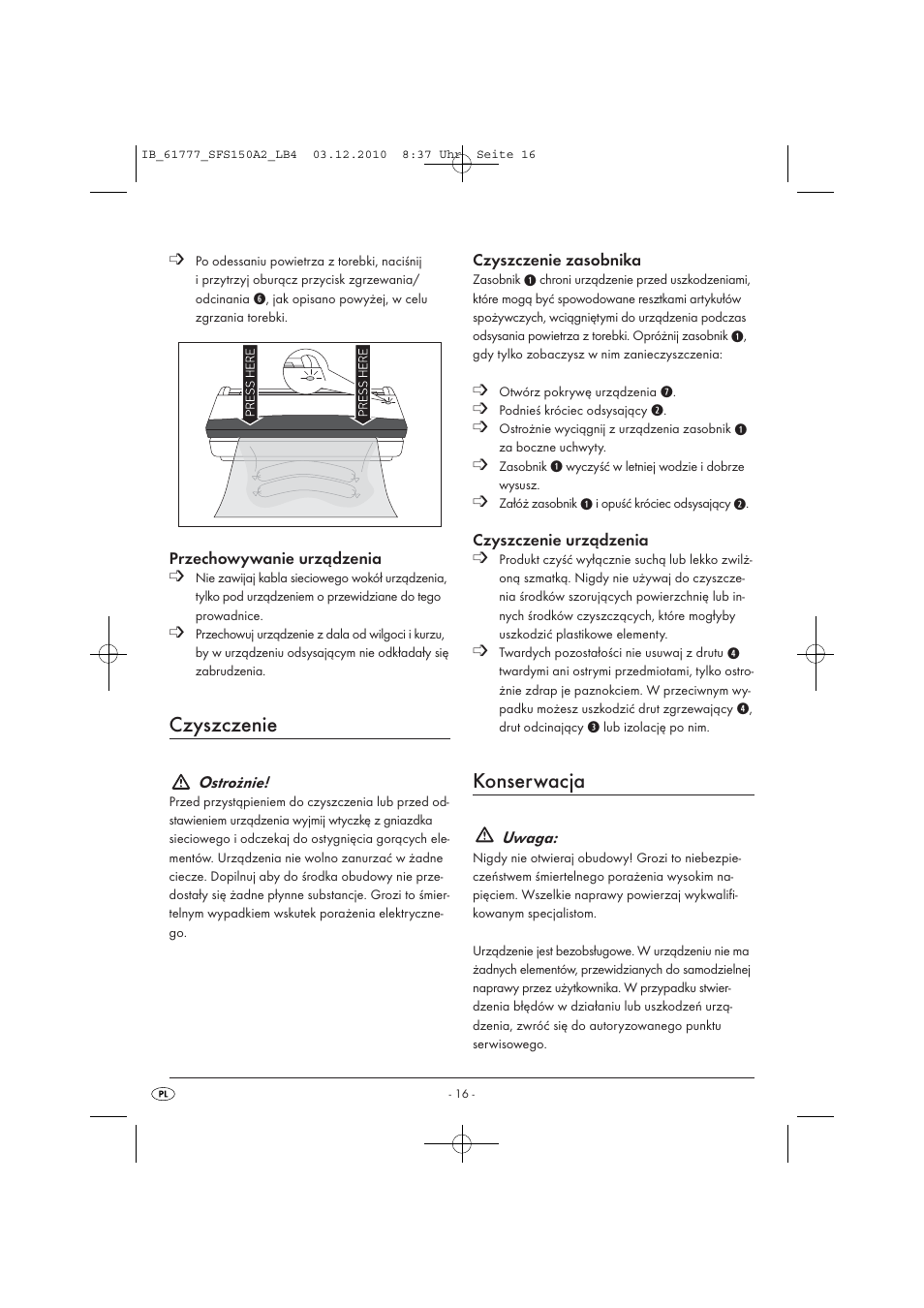 Czyszczenie, Konserwacja | Silvercrest SFS 150 A2 User Manual | Page 18 / 76