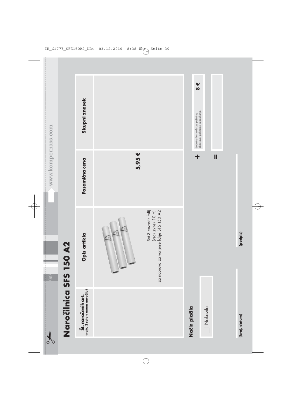 Na ročilnica sfs 1 50 a2 | Silvercrest SFS 150 A2 User Manual | Page 41 / 76
