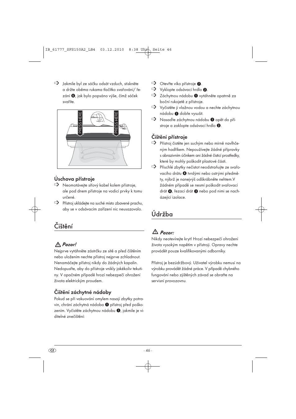 Čištění, Údržba | Silvercrest SFS 150 A2 User Manual | Page 48 / 76