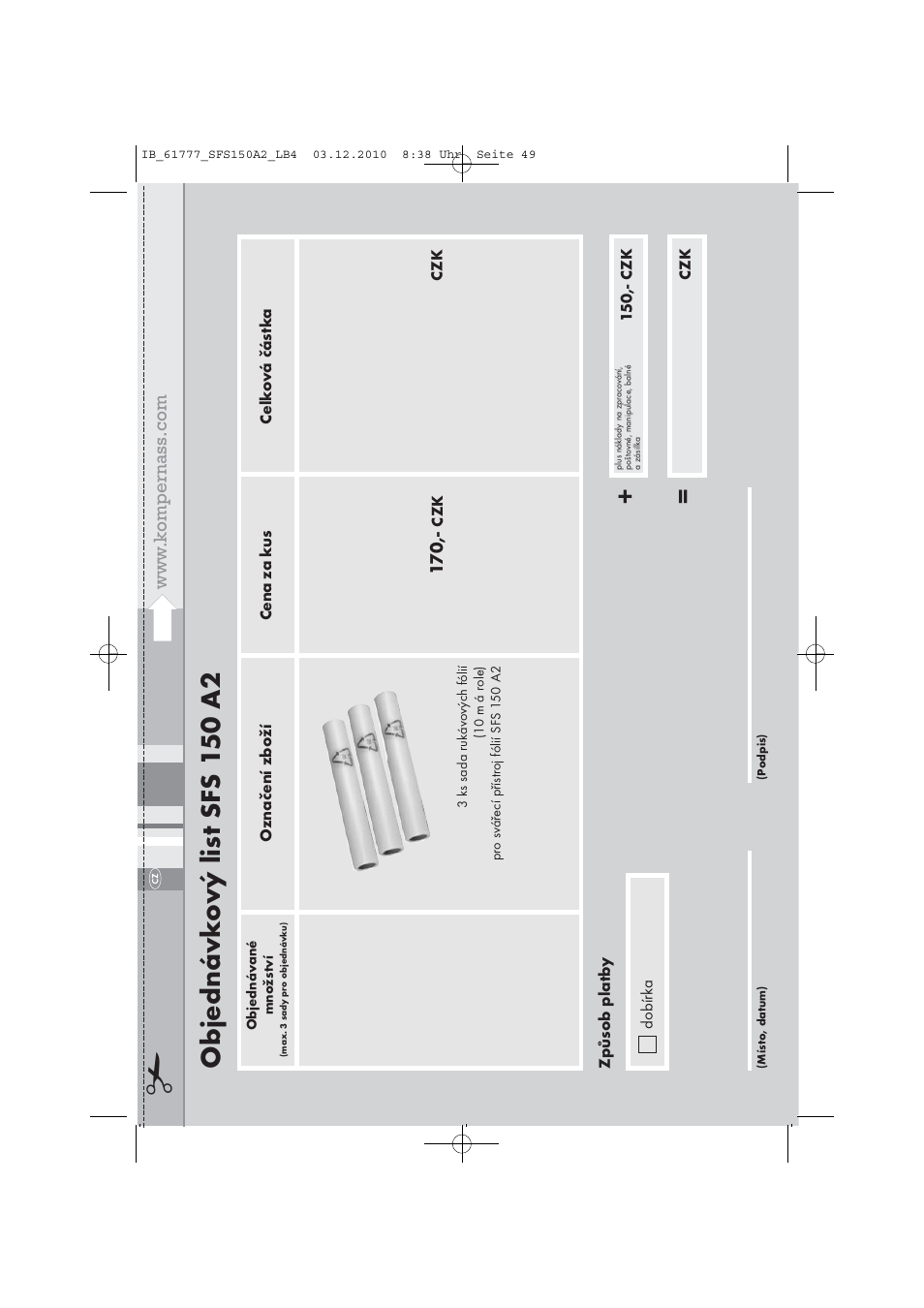 Objednávk o vý lis t sfs 1 50 a2 | Silvercrest SFS 150 A2 User Manual | Page 51 / 76