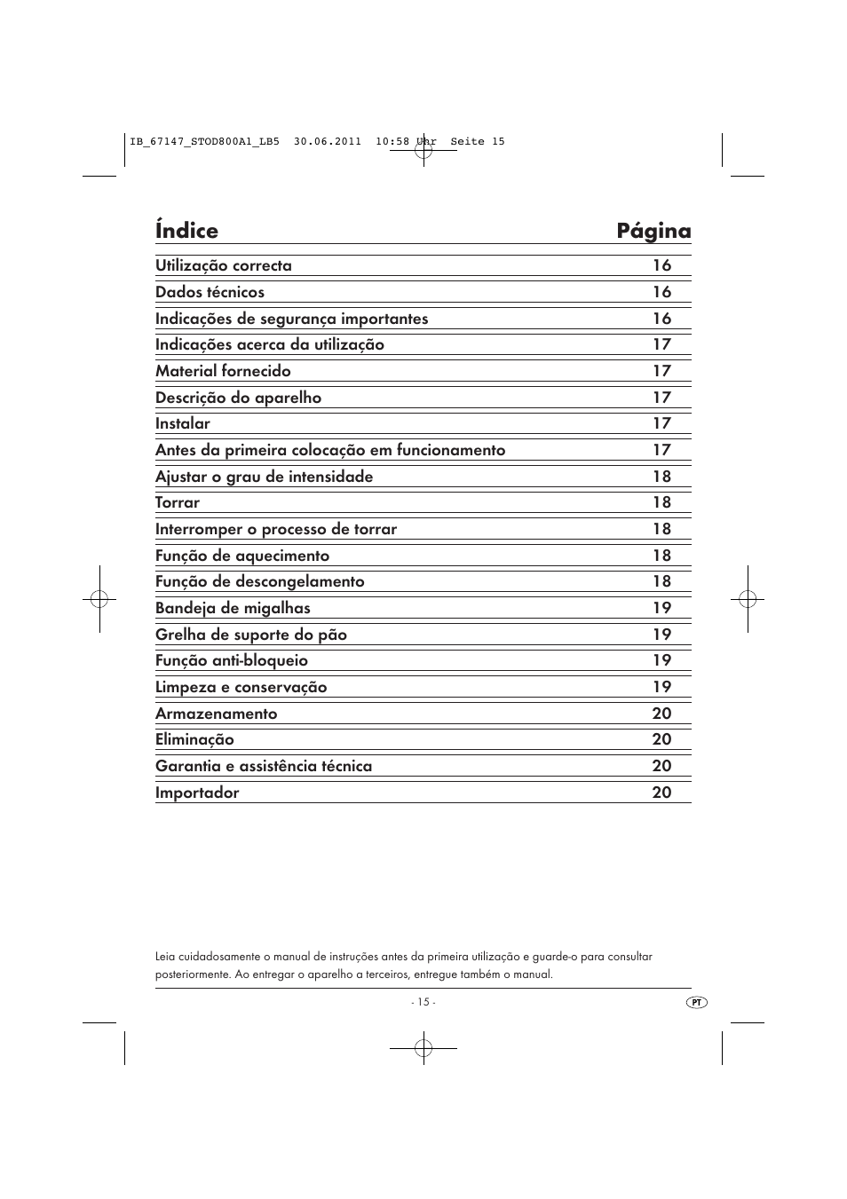 Índice página | Silvercrest STOD 800 A1 User Manual | Page 17 / 35