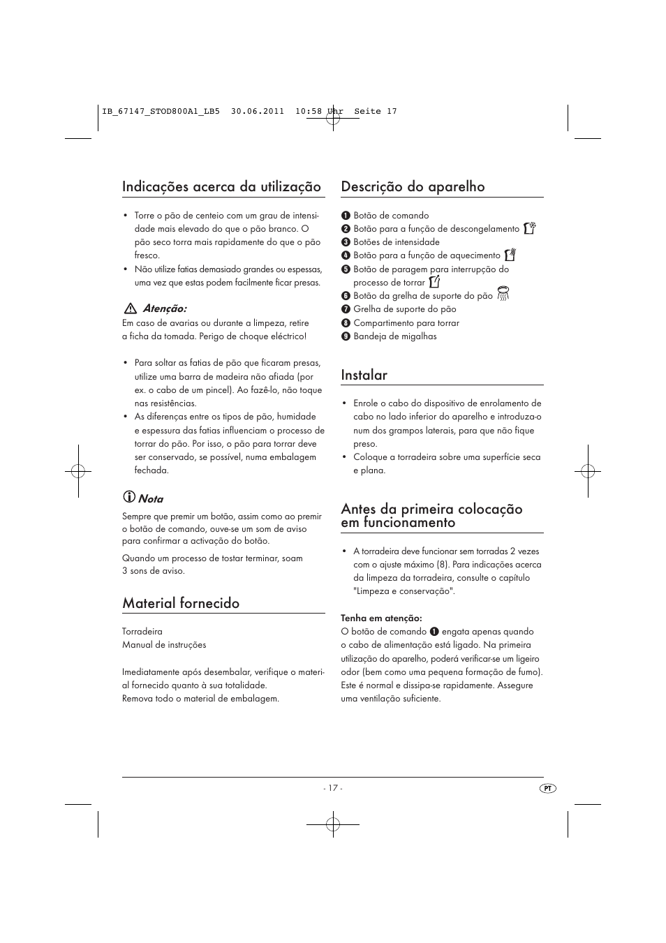 Indicações acerca da utilização, Material fornecido, Descrição do aparelho | Instalar, Antes da primeira colocação em funcionamento | Silvercrest STOD 800 A1 User Manual | Page 19 / 35