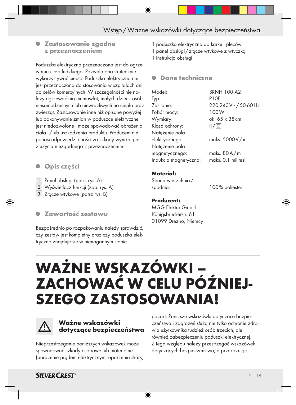 Silvercrest SRNH 100 A2 User Manual | Page 15 / 57