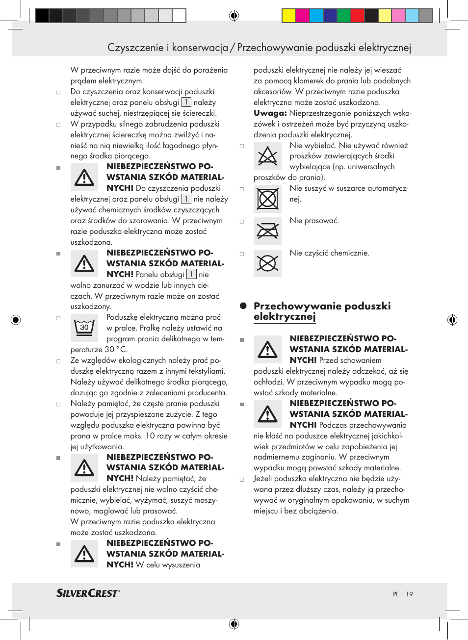 Przechowywanie poduszki elektrycznej | Silvercrest SRNH 100 A2 User Manual | Page 19 / 57