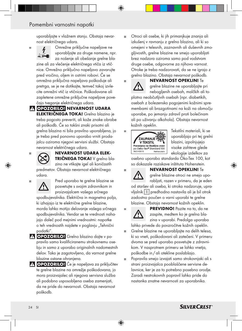Pomembni varnostni napotki | Silvercrest SRNH 100 A2 User Manual | Page 24 / 57