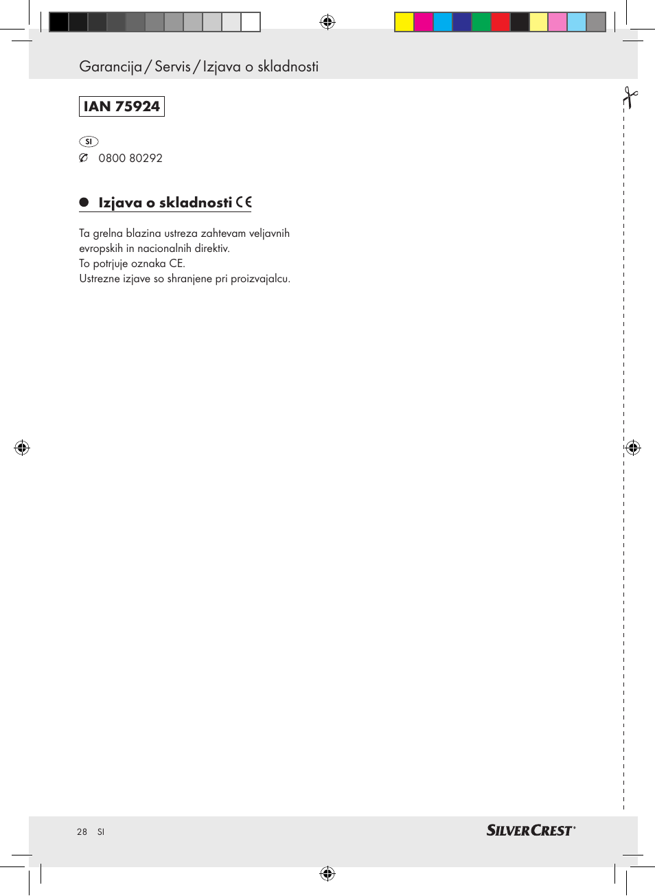 Garancija / servis / izjava o skladnosti | Silvercrest SRNH 100 A2 User Manual | Page 28 / 57