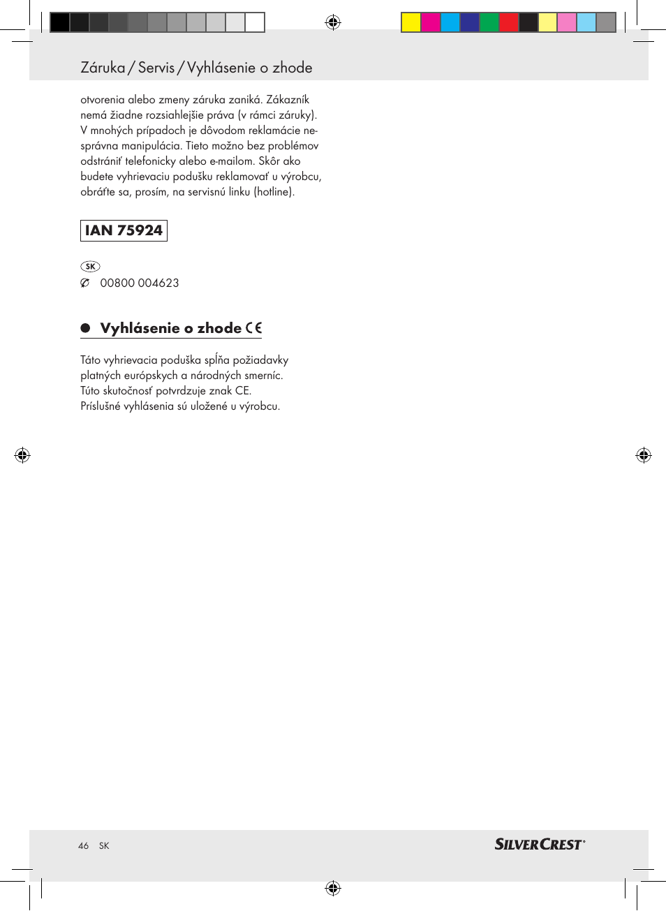 Záruka / servis / vyhlásenie o zhode | Silvercrest SRNH 100 A2 User Manual | Page 46 / 57