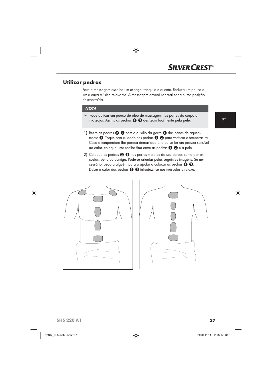 Utilizar pedras | Silvercrest SHS 220 A1 User Manual | Page 39 / 72