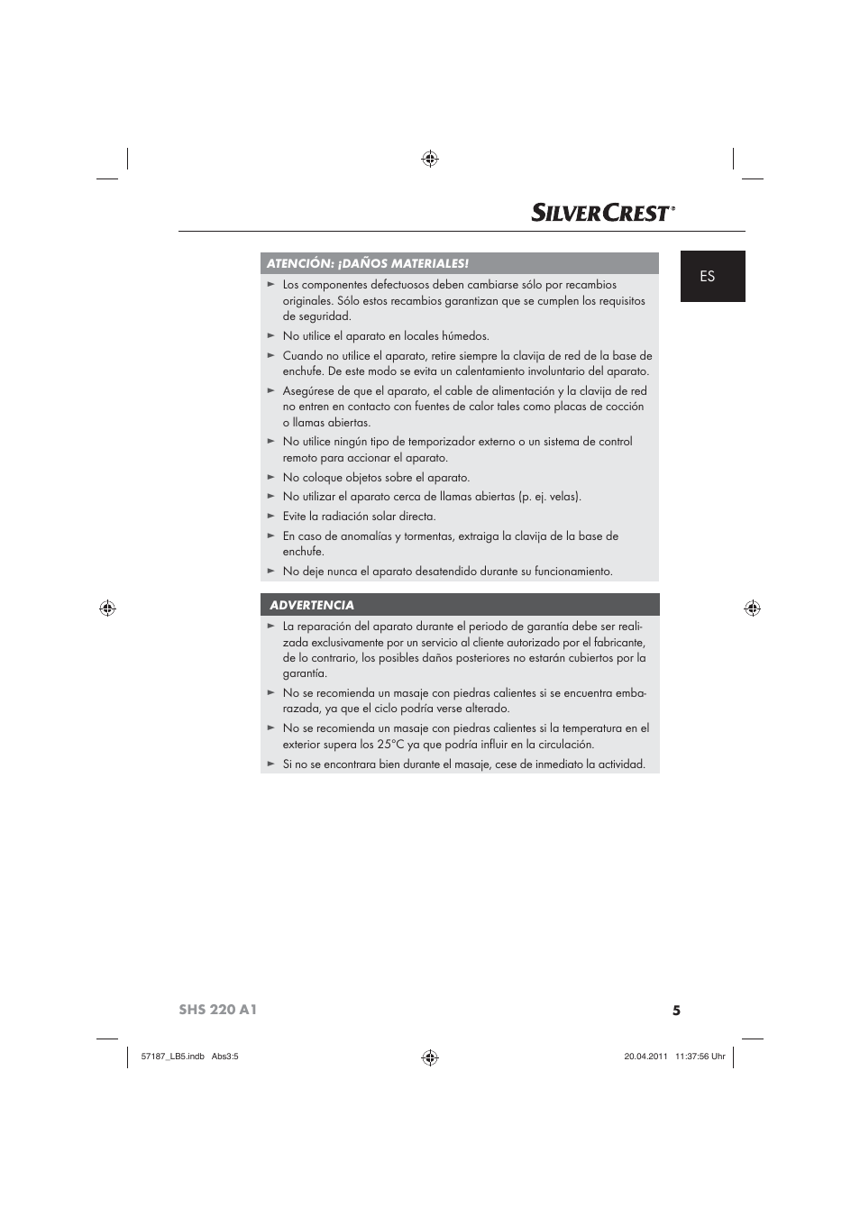 Silvercrest SHS 220 A1 User Manual | Page 7 / 72