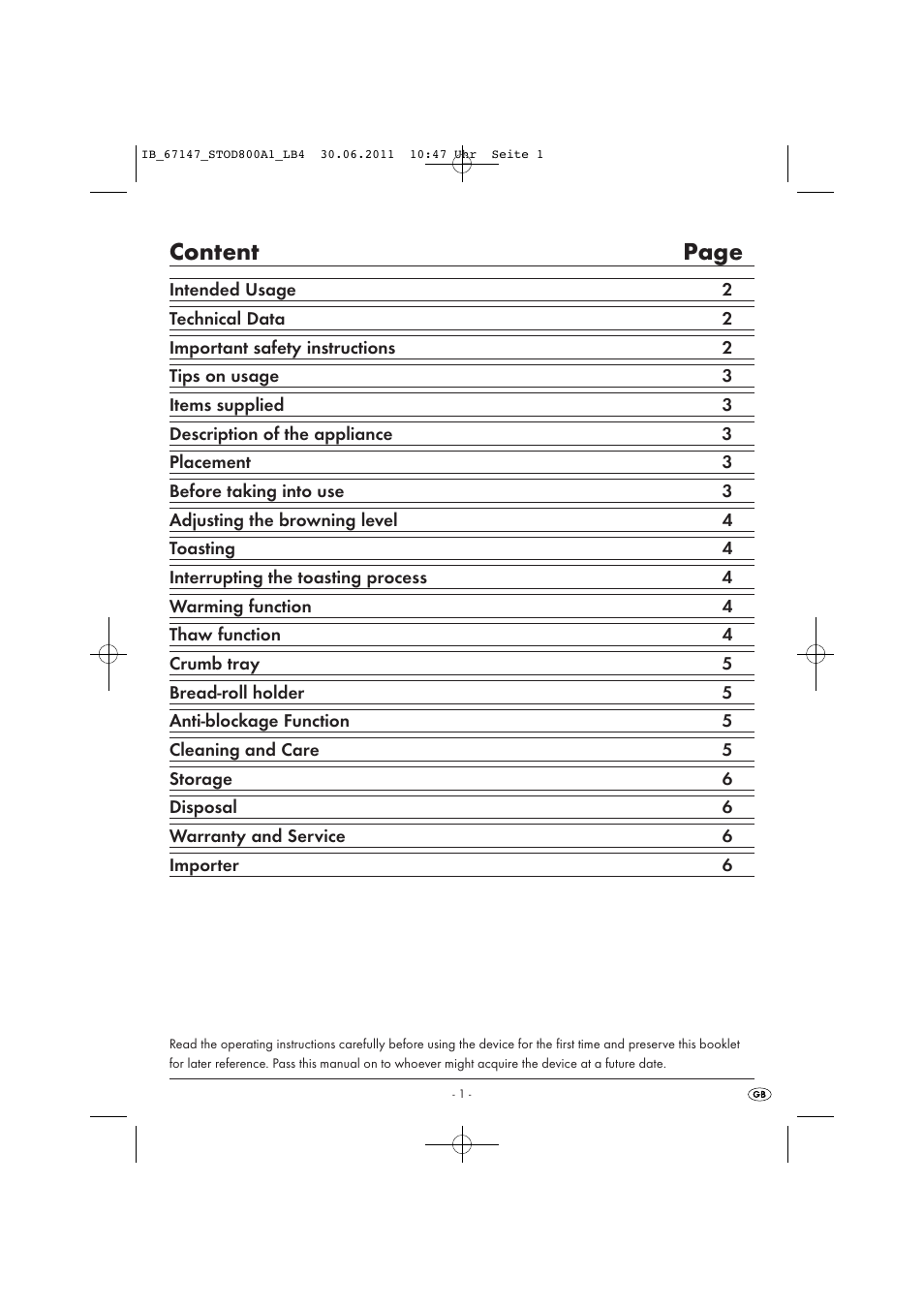 Content page | Silvercrest STOD 800 A1 User Manual | Page 3 / 45