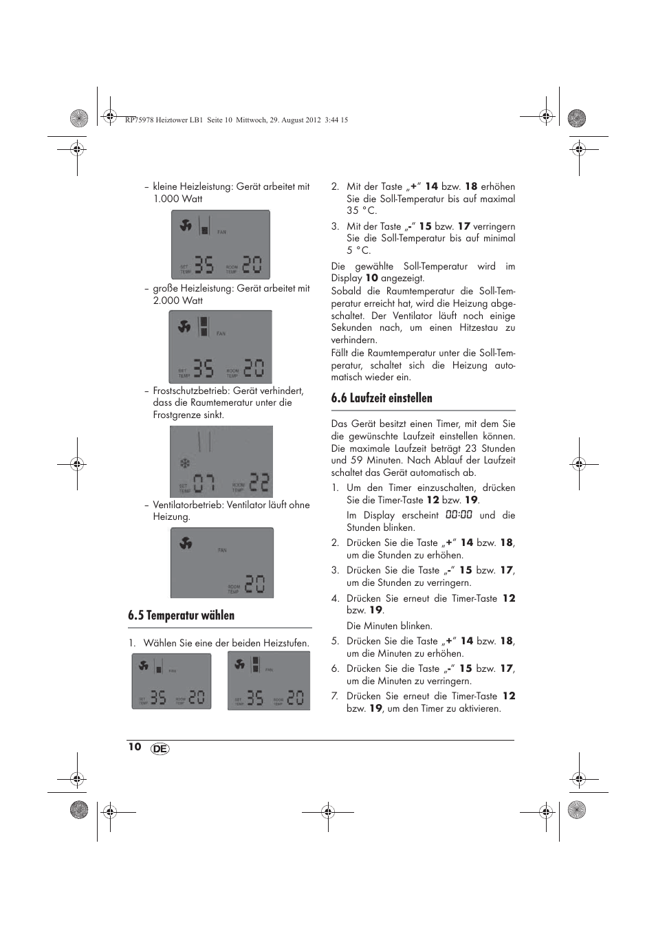 5 temperatur wählen, 6 laufzeit einstellen | Silvercrest SHT 2000 A1 User Manual | Page 12 / 70