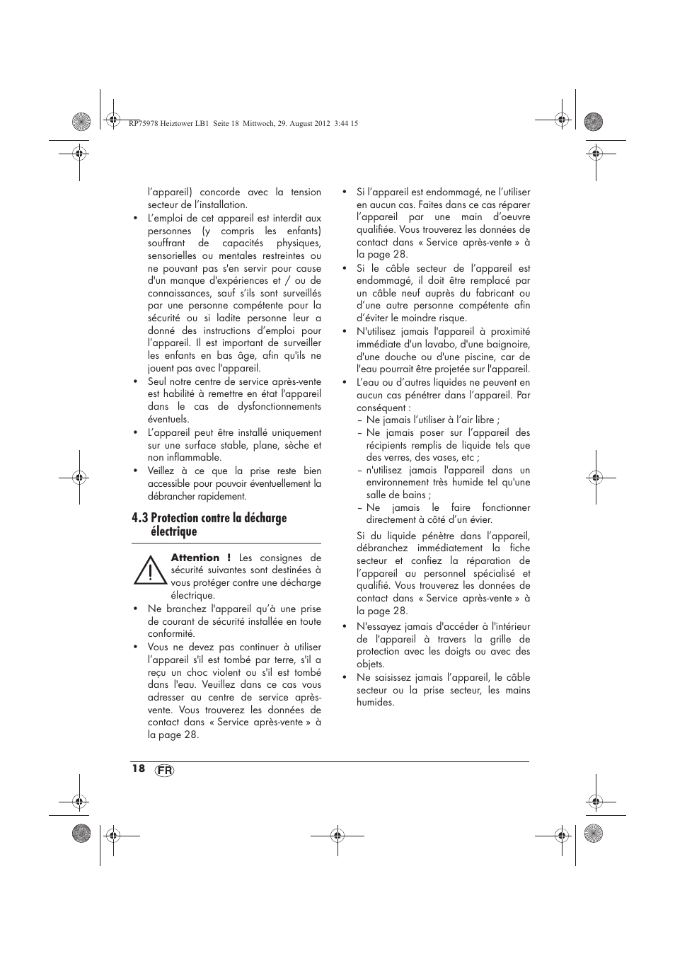 3 protection contre la décharge électrique | Silvercrest SHT 2000 A1 User Manual | Page 20 / 70