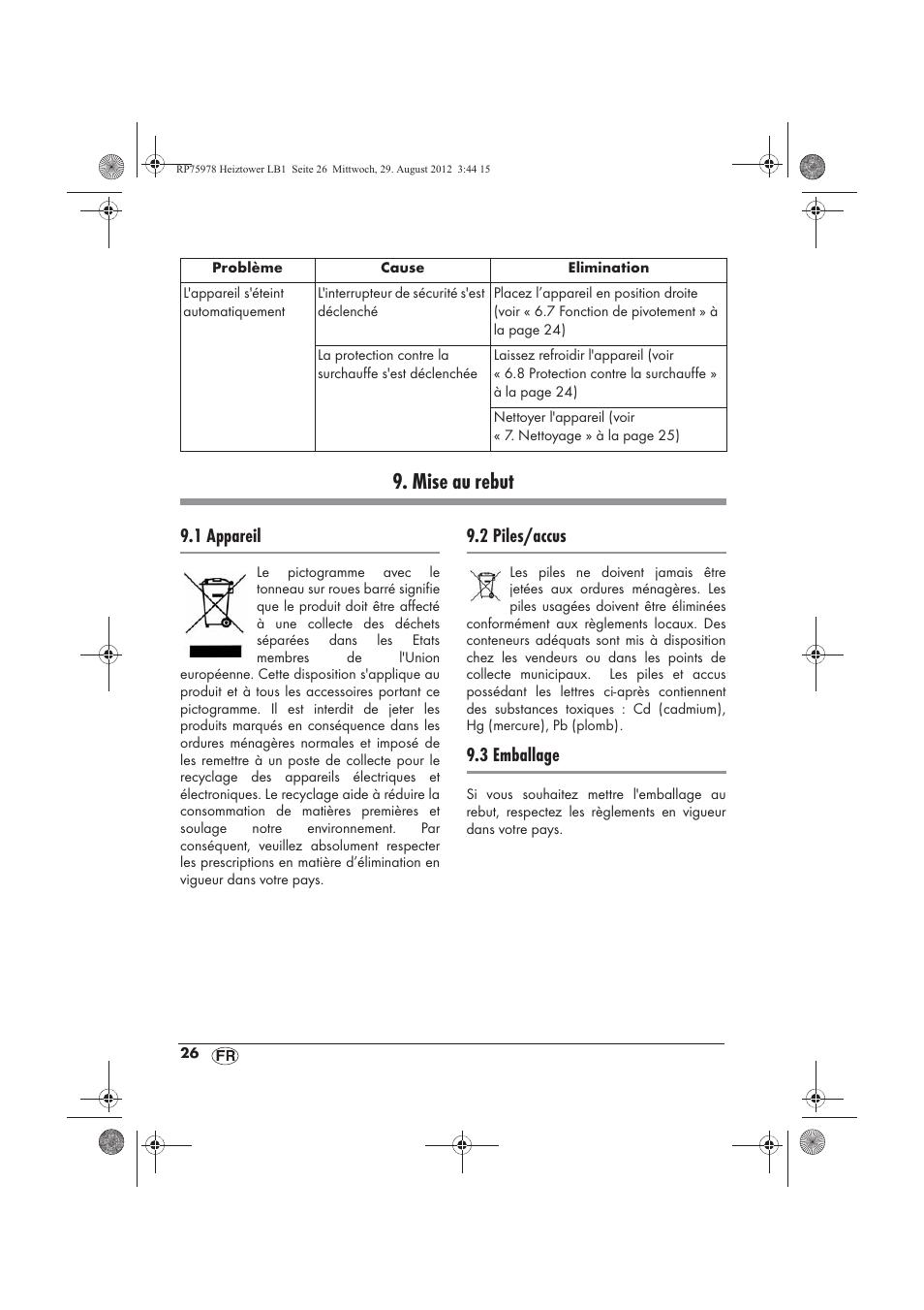 Mise au rebut, 1 appareil, 2 piles/accus | 3 emballage | Silvercrest SHT 2000 A1 User Manual | Page 28 / 70