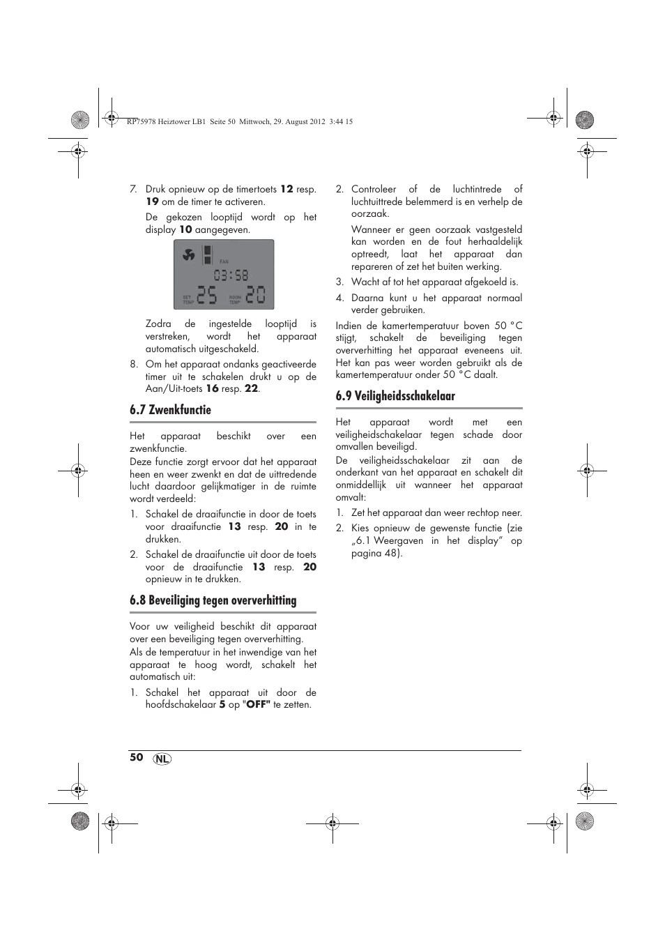 7 zwenkfunctie, 8 beveiliging tegen oververhitting, 9 veiligheidsschakelaar | Silvercrest SHT 2000 A1 User Manual | Page 52 / 70