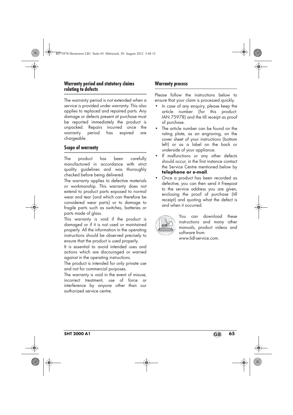 Silvercrest SHT 2000 A1 User Manual | Page 67 / 70