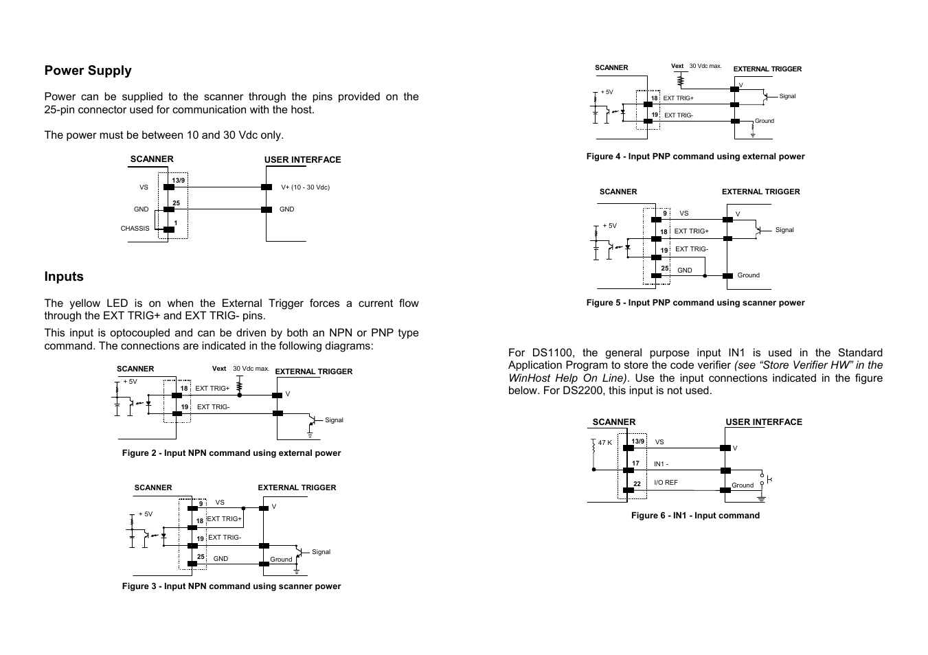 Power supply, Inputs | Datalogic Scanning SH2347 User Manual | Page 2 / 2