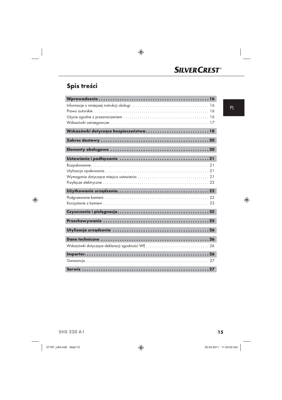 Silvercrest SHS 220 A1 User Manual | Page 17 / 86