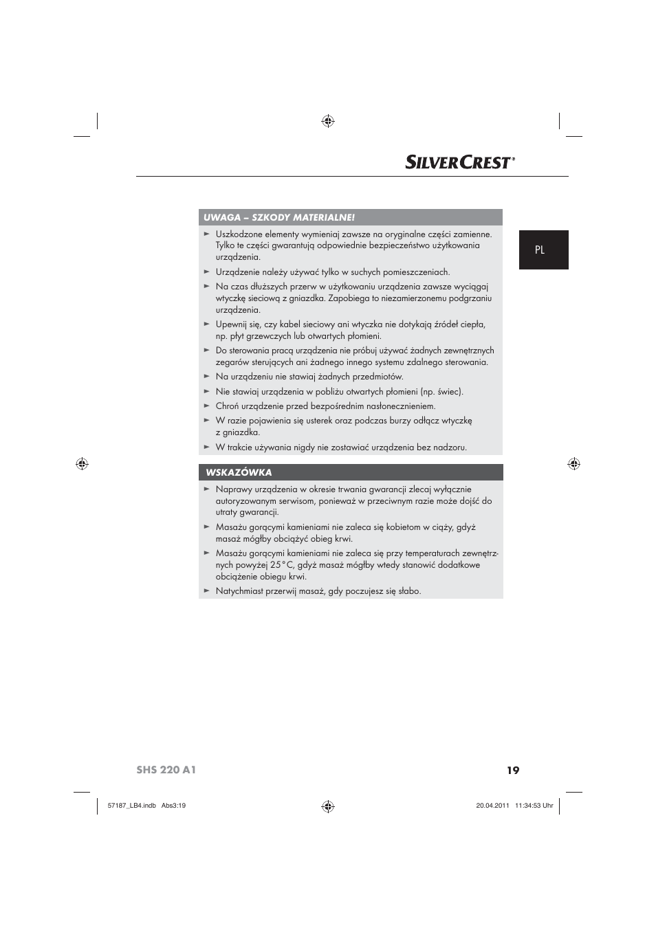 Silvercrest SHS 220 A1 User Manual | Page 21 / 86
