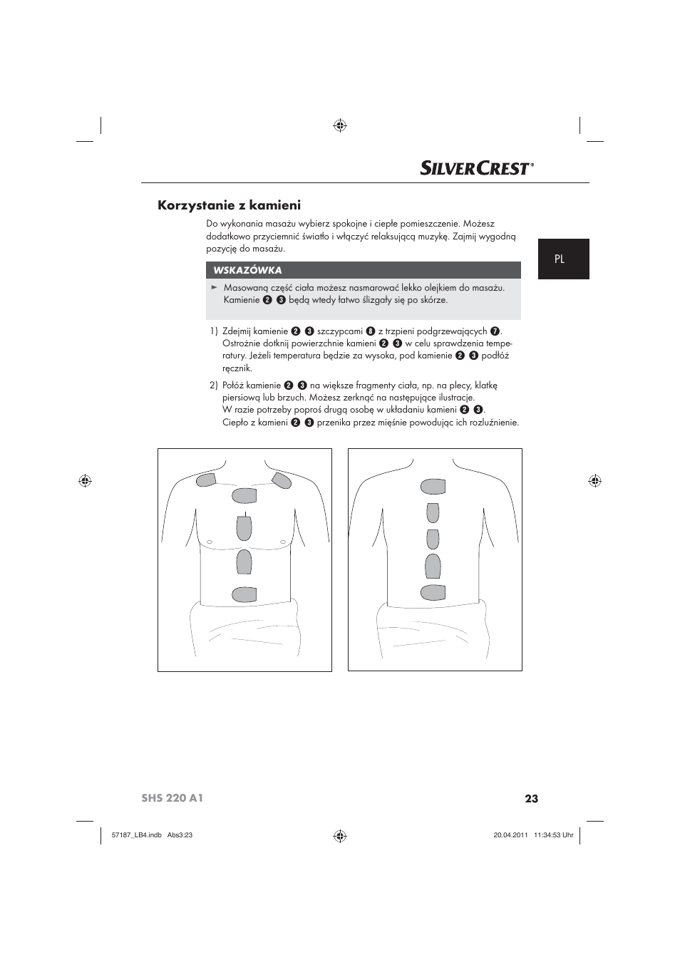 Korzystanie z kamieni | Silvercrest SHS 220 A1 User Manual | Page 25 / 86