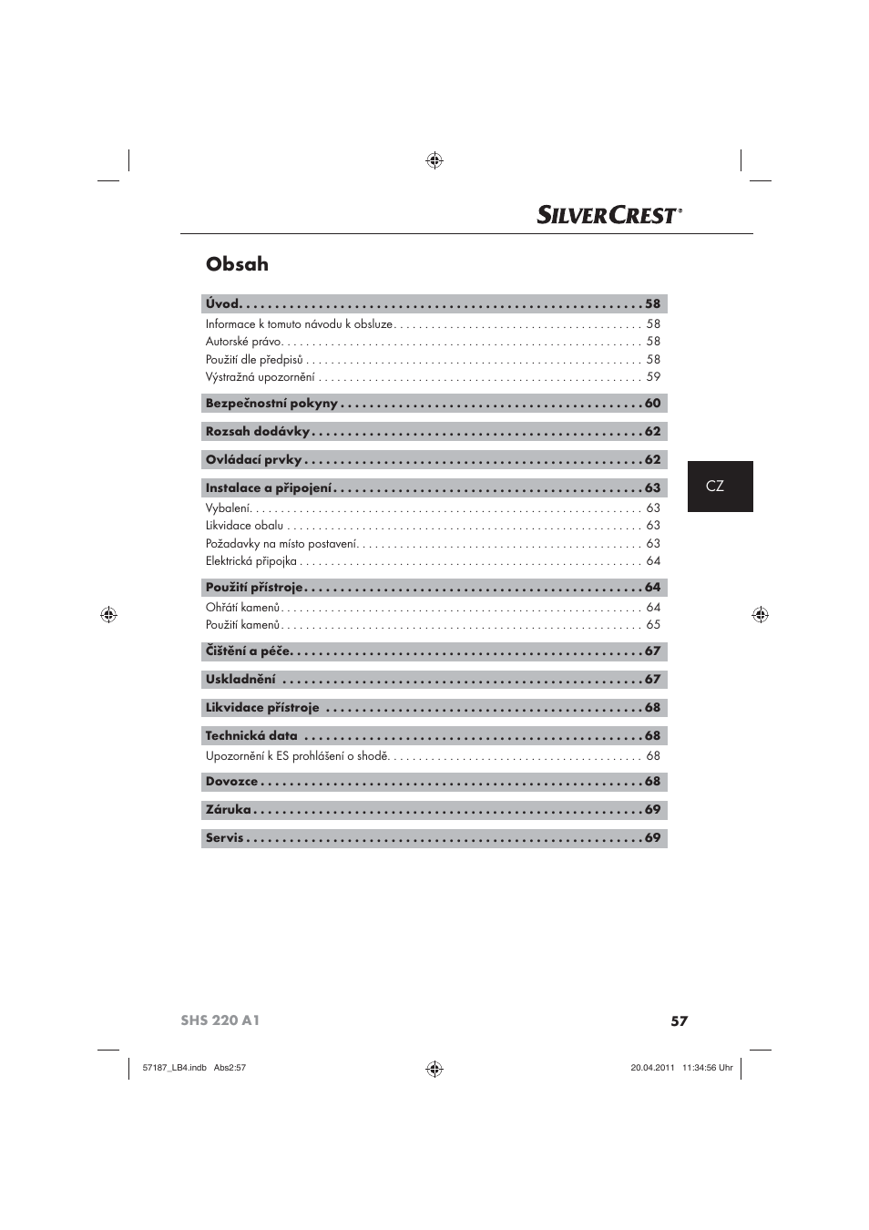 Silvercrest SHS 220 A1 User Manual | Page 59 / 86