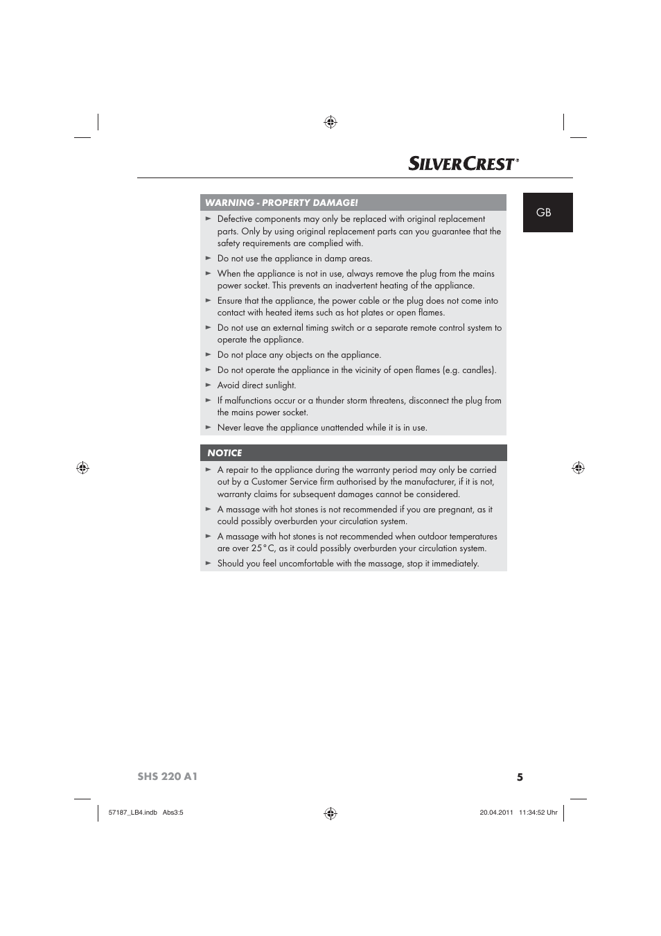 Silvercrest SHS 220 A1 User Manual | Page 7 / 86