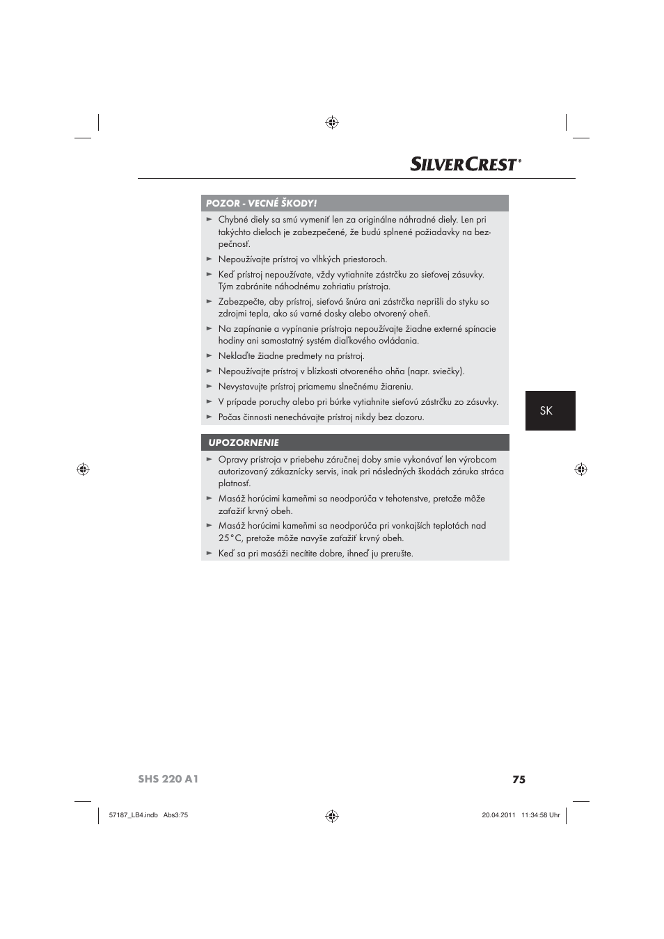 Silvercrest SHS 220 A1 User Manual | Page 77 / 86