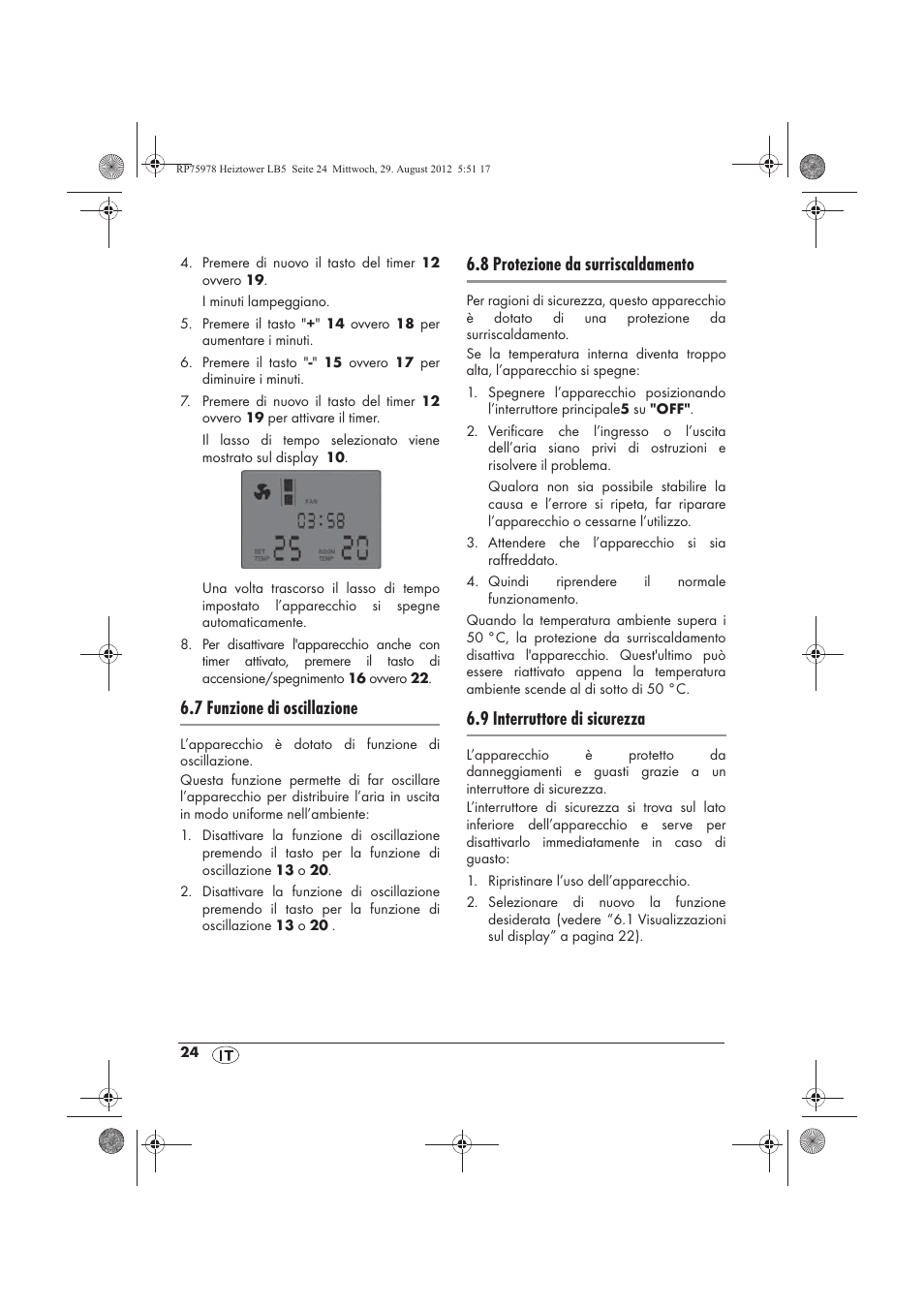 7 funzione di oscillazione, 8 protezione da surriscaldamento, 9 interruttore di sicurezza | Silvercrest SHT 2000 A1 User Manual | Page 26 / 70