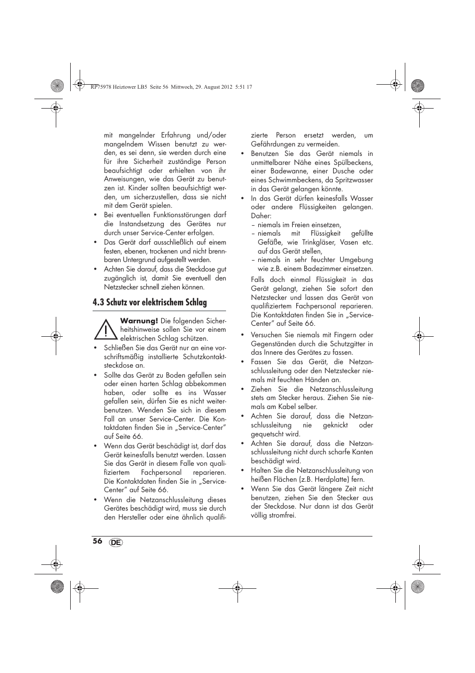 3 schutz vor elektrischem schlag | Silvercrest SHT 2000 A1 User Manual | Page 58 / 70