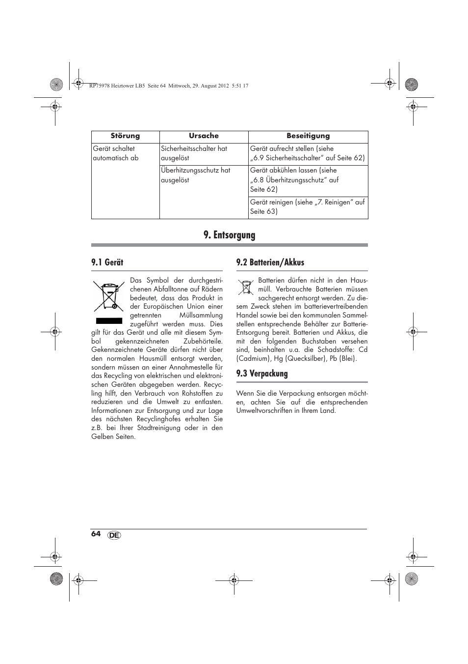 Entsorgung, 1 gerät, 2 batterien/akkus | 3 verpackung | Silvercrest SHT 2000 A1 User Manual | Page 66 / 70