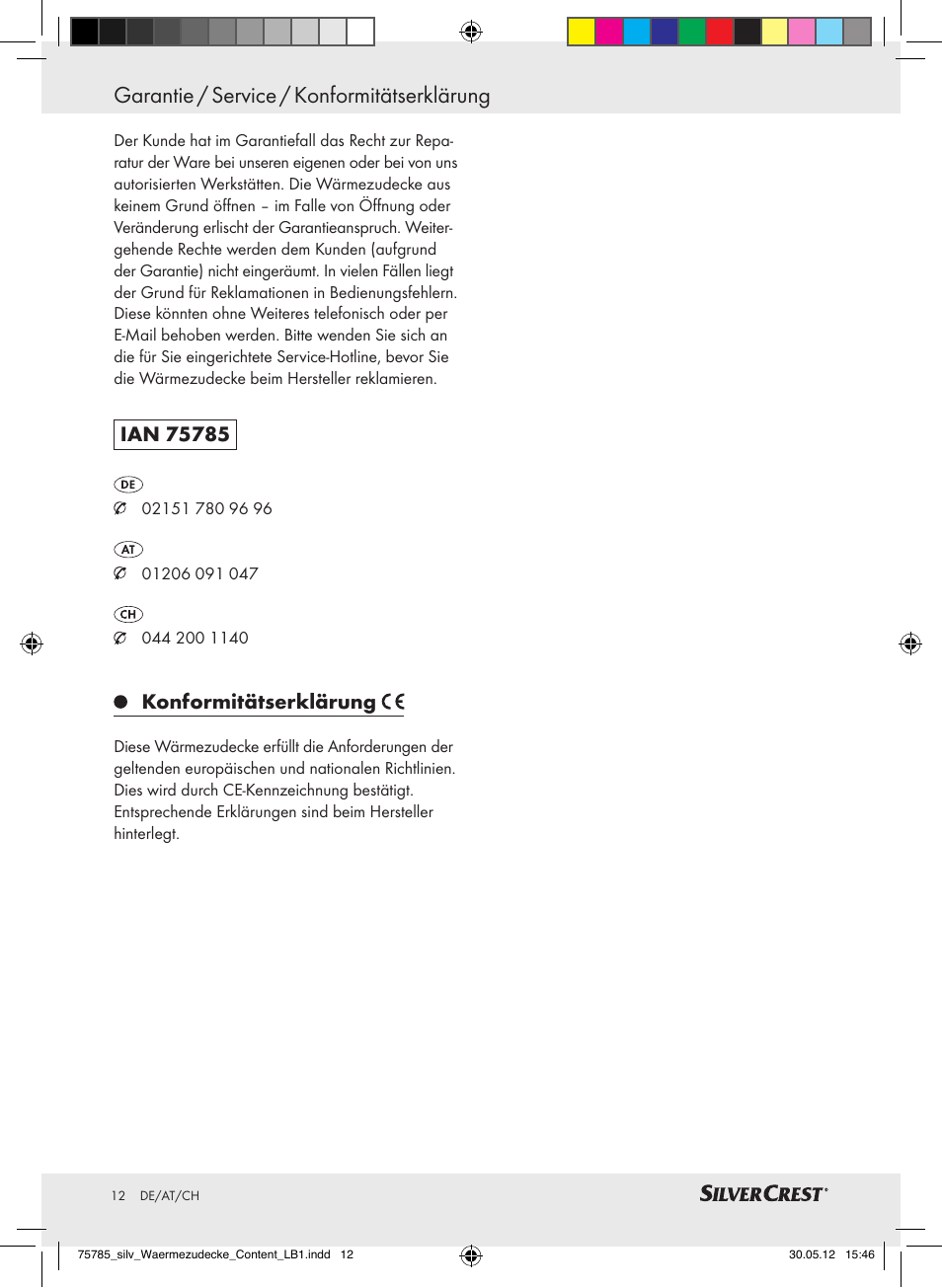 Konformitätserklärung | Silvercrest SWD 100 A2 User Manual | Page 12 / 44