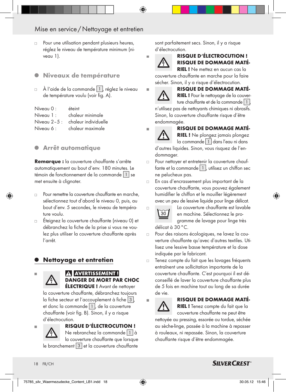 Niveaux de température, Arrêt automatique, Nettoyage et entretien | Silvercrest SWD 100 A2 User Manual | Page 18 / 44