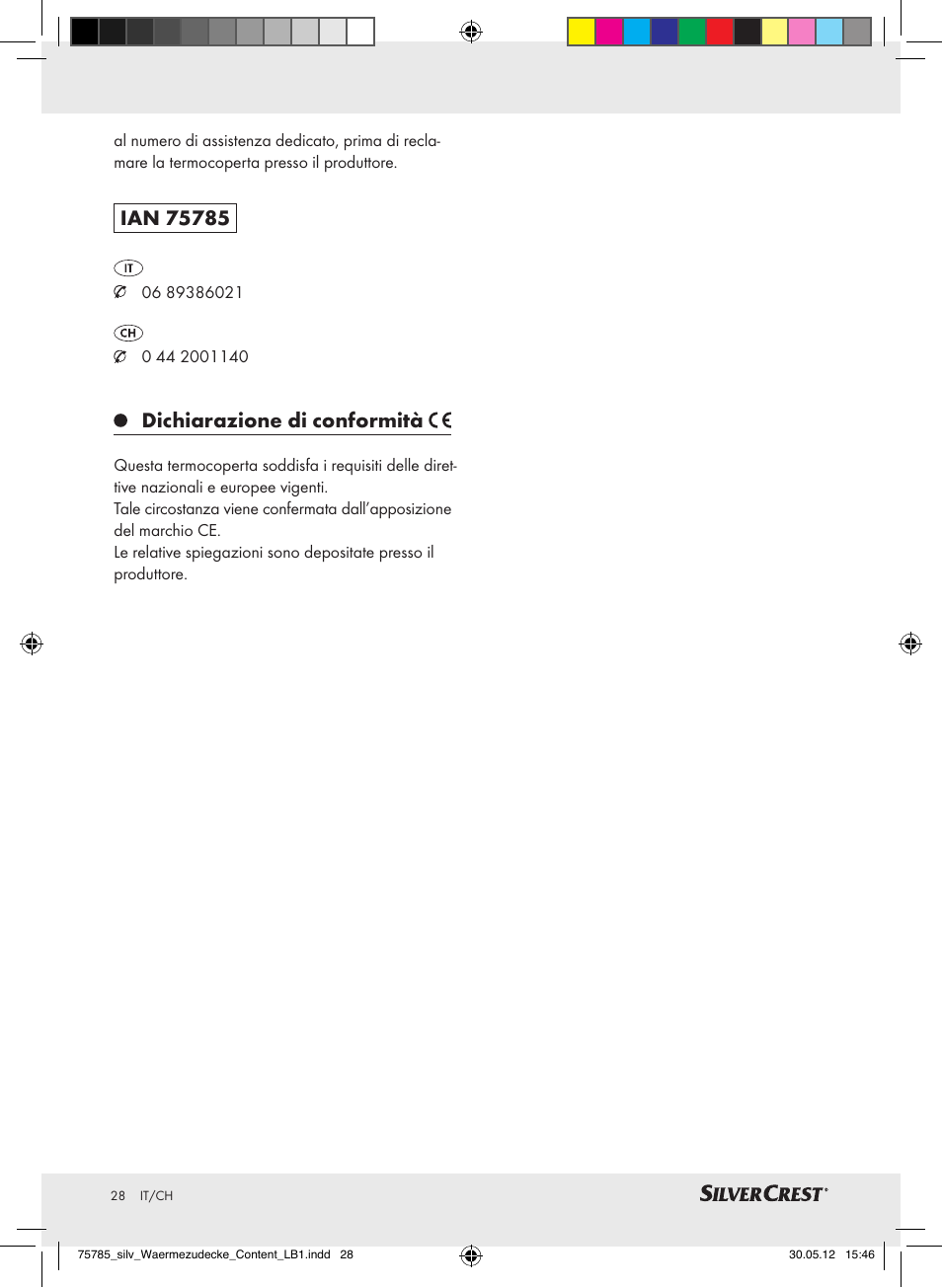 Inhoudsopgave, Dichiarazione di conformità | Silvercrest SWD 100 A2 User Manual | Page 28 / 44