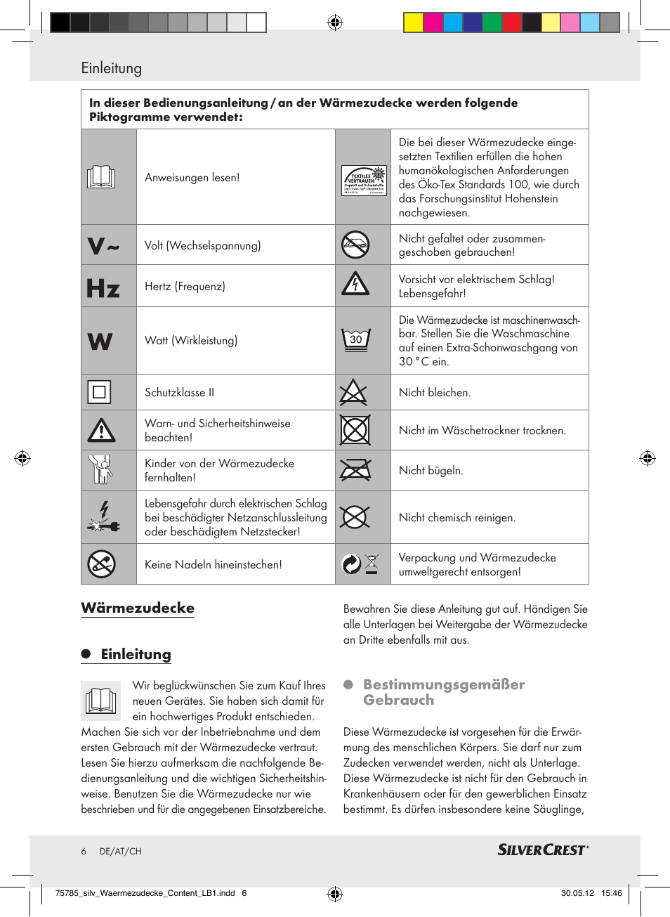 Wärmezudecke einleitung, Bestimmungsgemäßer gebrauch | Silvercrest SWD 100 A2 User Manual | Page 6 / 44