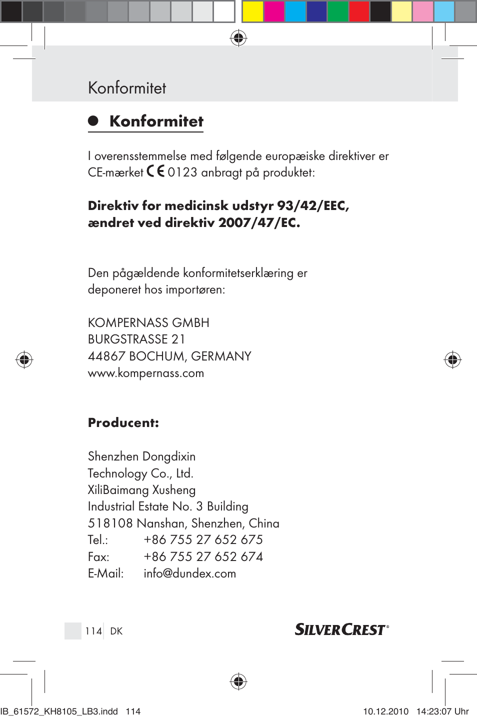 Konformitet | Silvercrest KH 8105 User Manual | Page 112 / 114