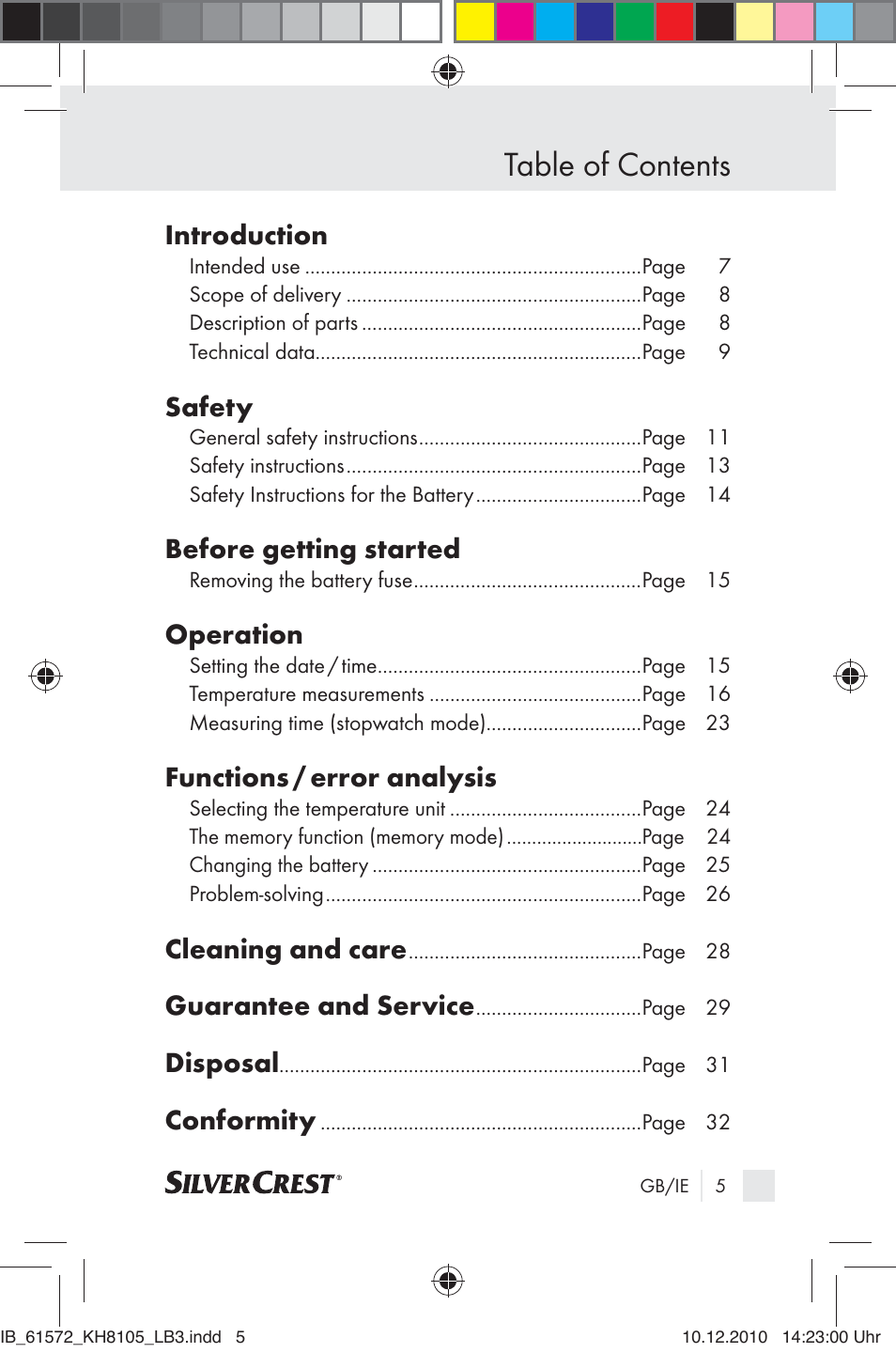 Silvercrest KH 8105 User Manual | Page 3 / 114