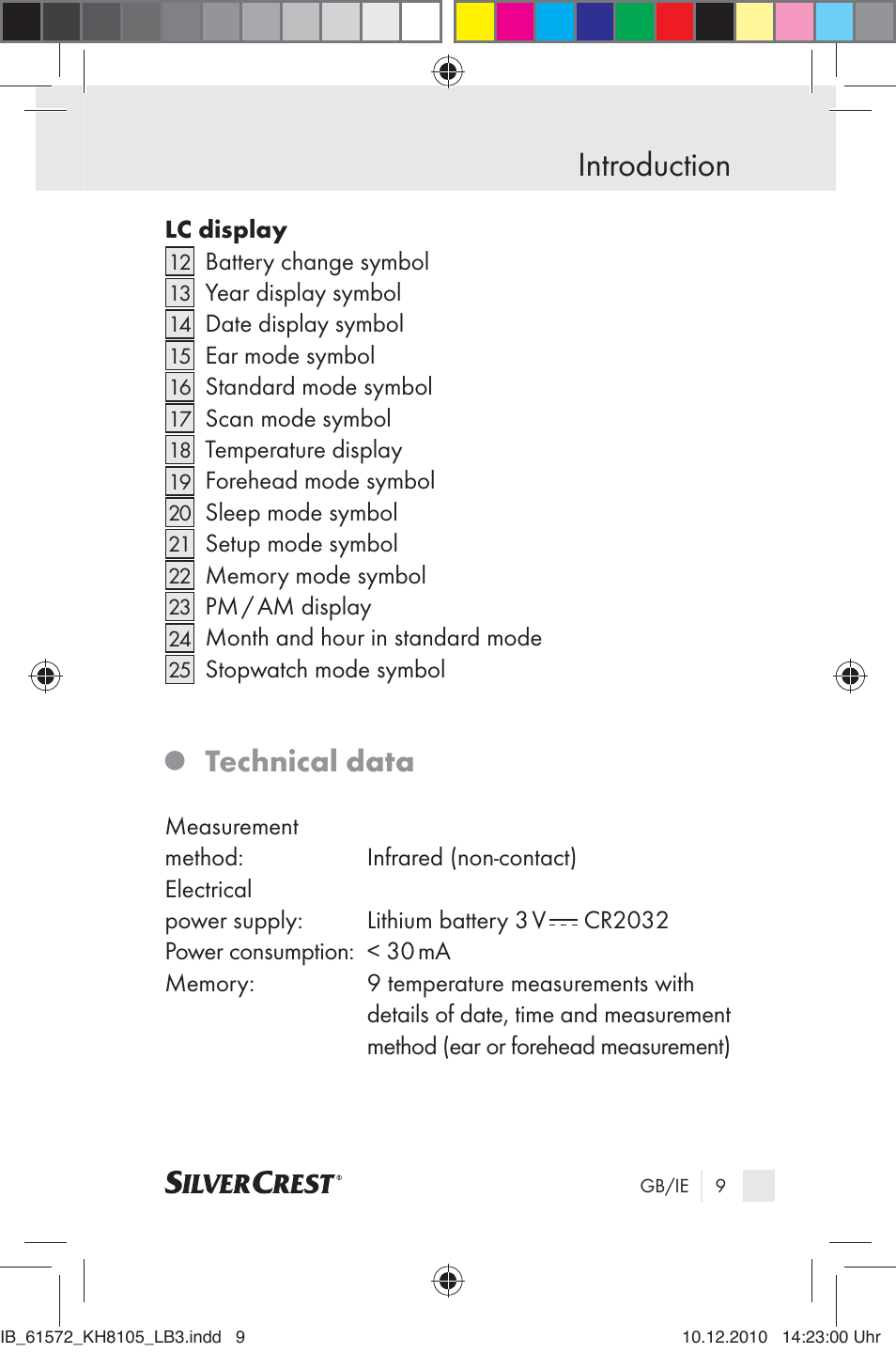 Introduction, Technical data | Silvercrest KH 8105 User Manual | Page 7 / 114