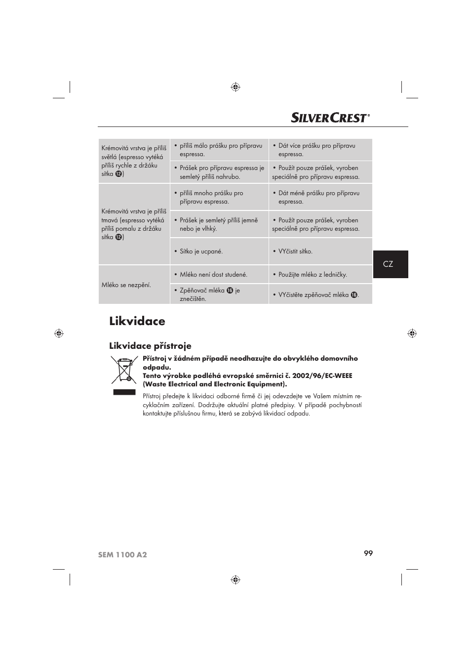 Likvidace, Likvidace přístroje | Silvercrest SEM 1100 A2 User Manual | Page 101 / 142