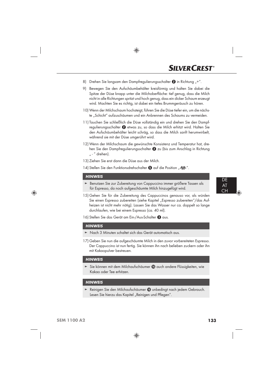 De at ch | Silvercrest SEM 1100 A2 User Manual | Page 135 / 142