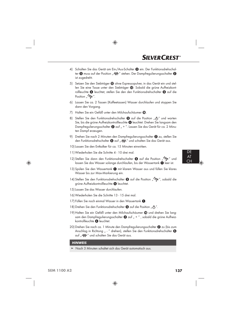 De at ch | Silvercrest SEM 1100 A2 User Manual | Page 139 / 142
